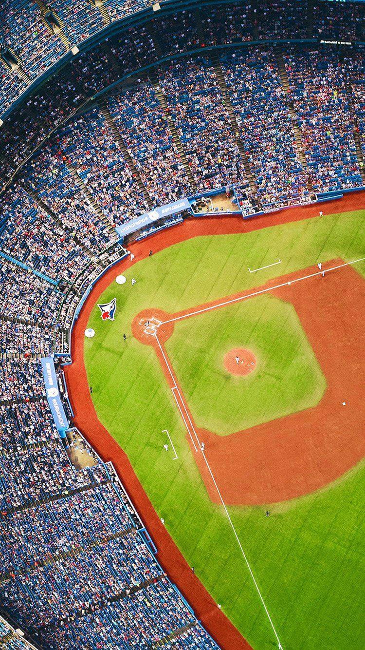 An aerial view of a majestic baseball stadium — 750x1334 wallpaper