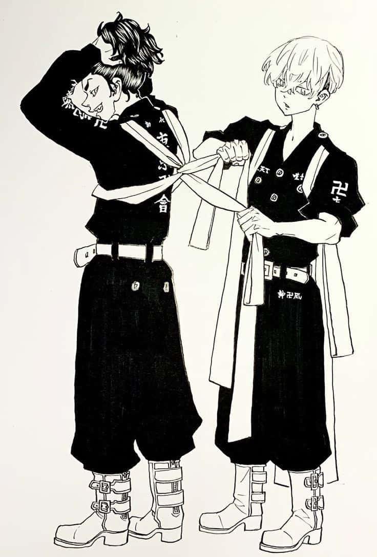 An animated image of the Tokyo Revengers characters fighting — 736x1085 wallpaper