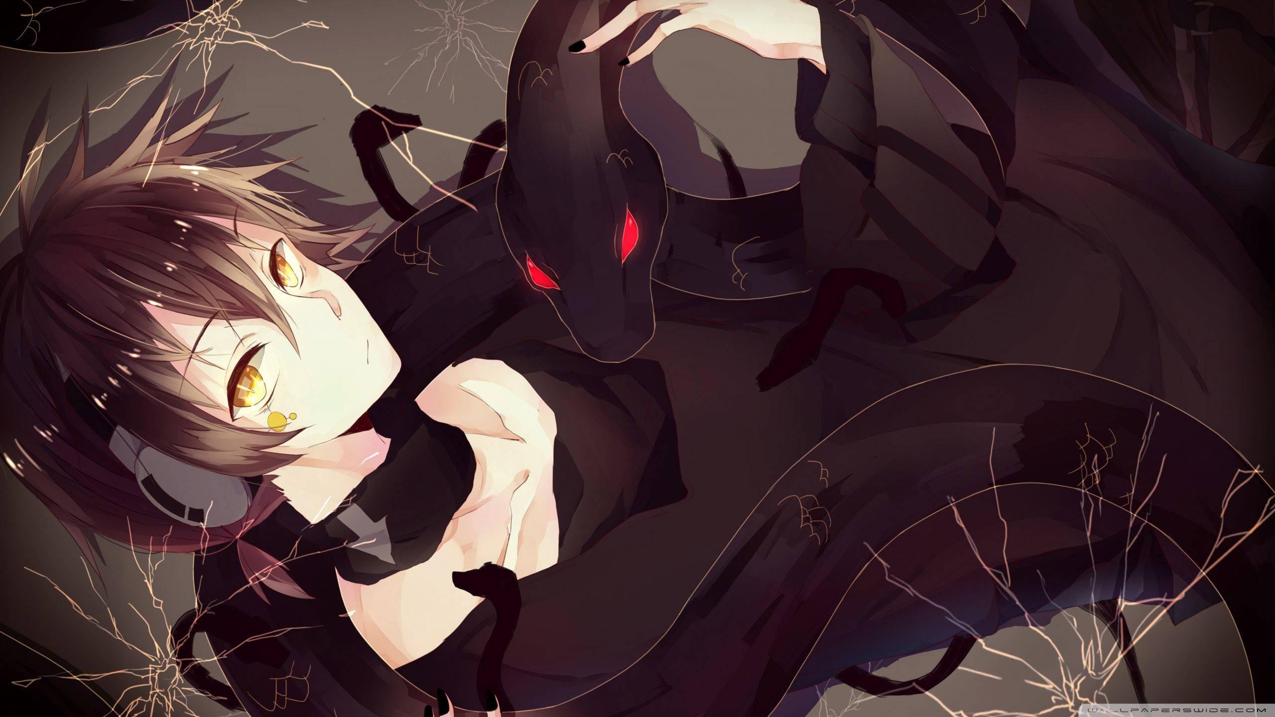 An anime Boy wields a Black Snake. — 2560x1440 wallpaper