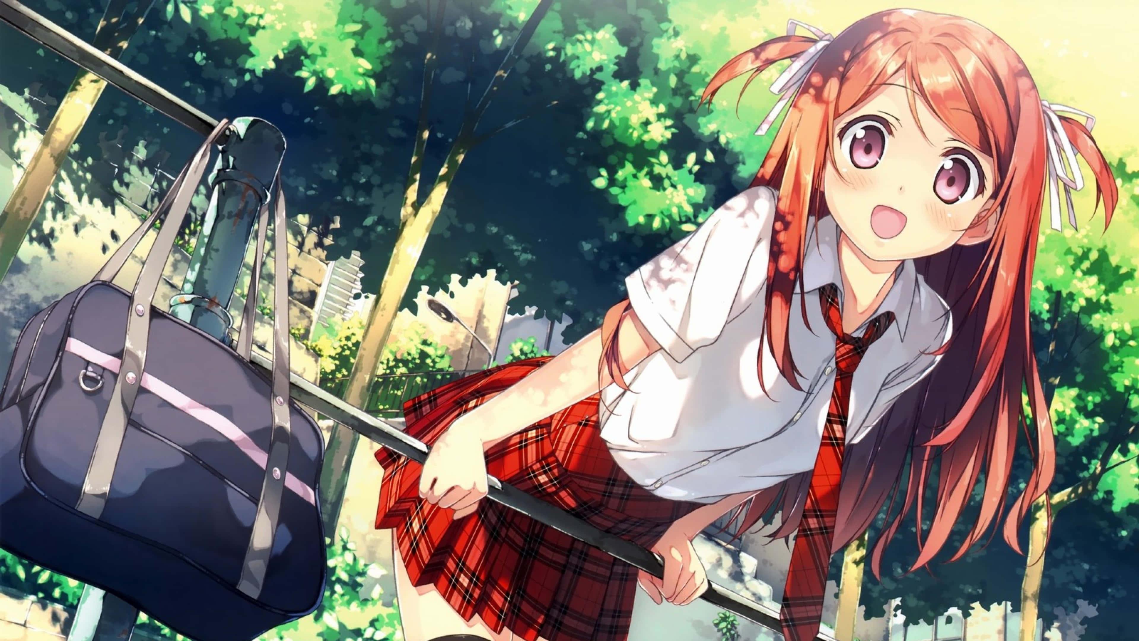 An anime girl in a field of flowers — 3840x2160 wallpaper