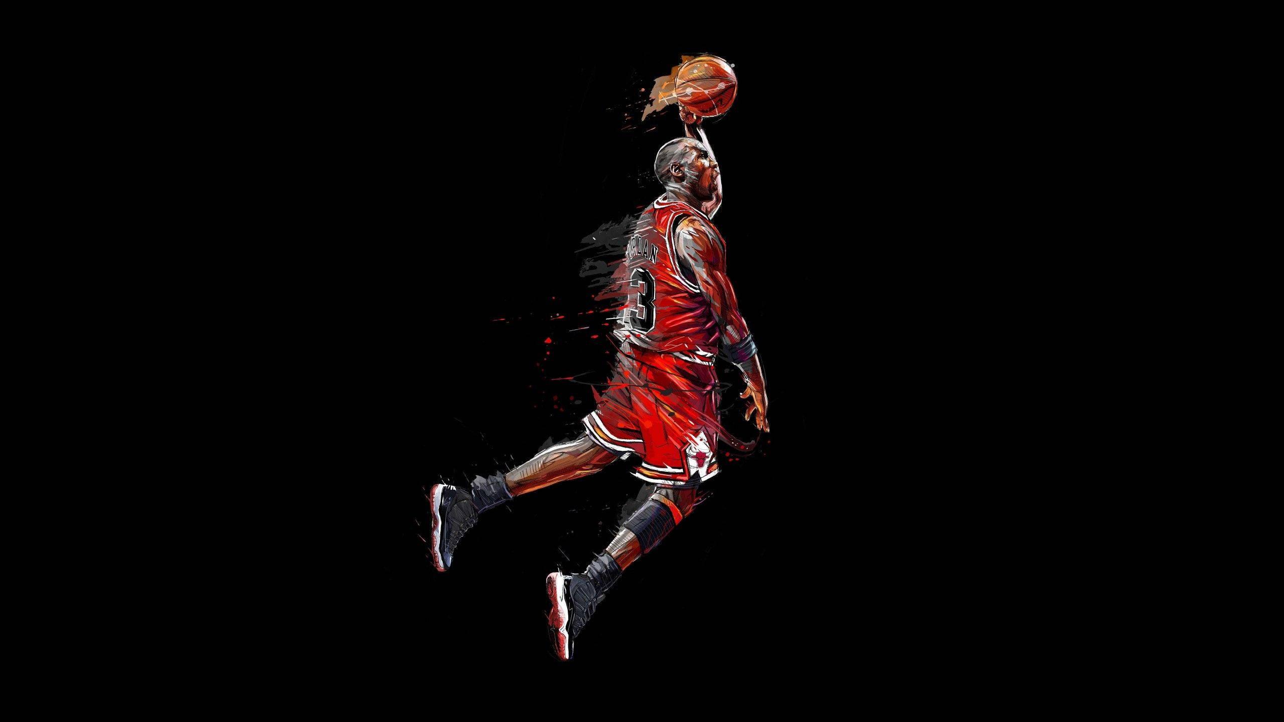 An artistic tribute to legendary basketball player Michael Jordan — 2560x1440 wallpaper