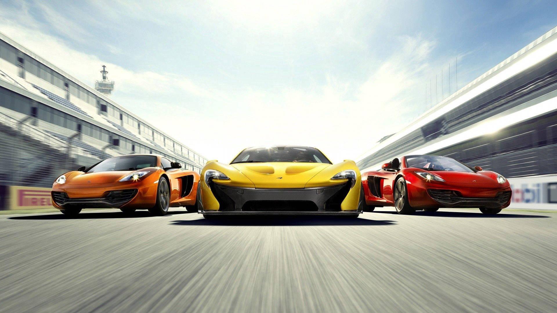 An artist's interpretation of a car race — 1920x1080 wallpaper
