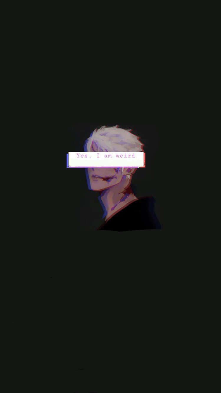 An enigmatic dark anime boy stands alone in his own shadow