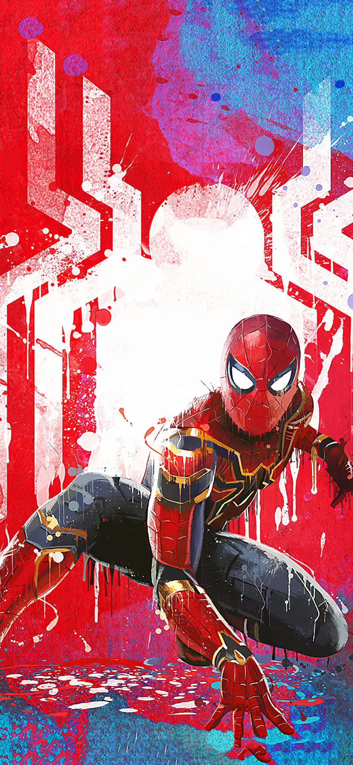 An epic Spiderman mural in the night