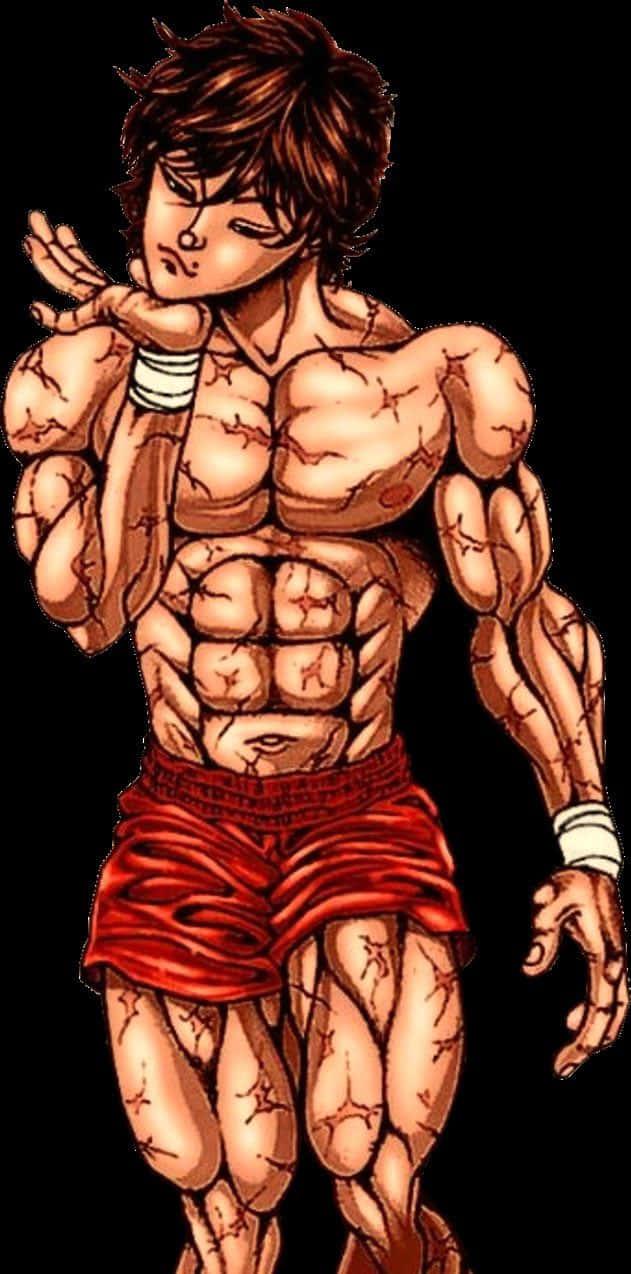 An intense training session of Baki Hanma — 631x1274 wallpaper