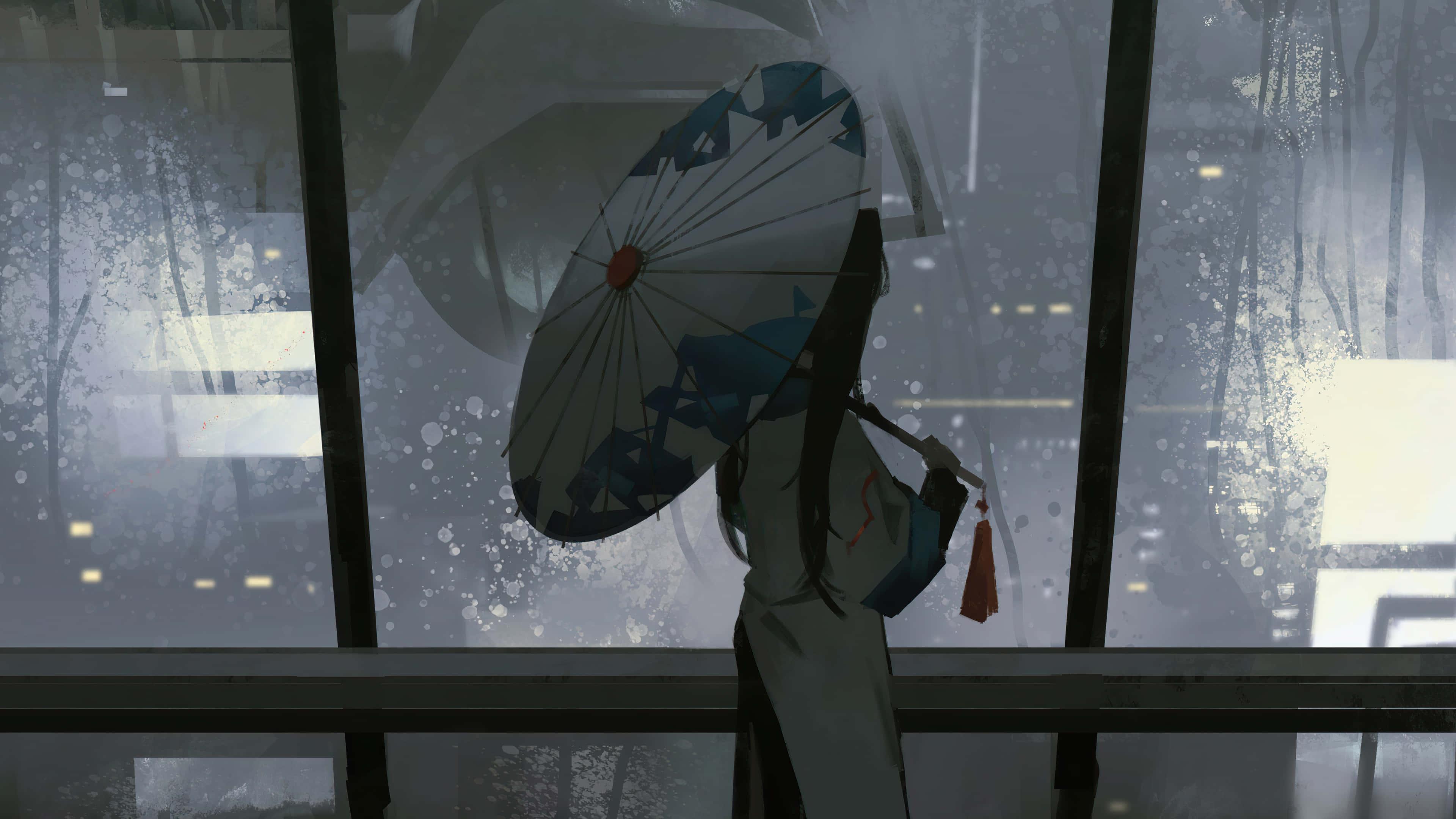 An intriguing dark anime girl shrouded in mystery — 3840x2160 wallpaper