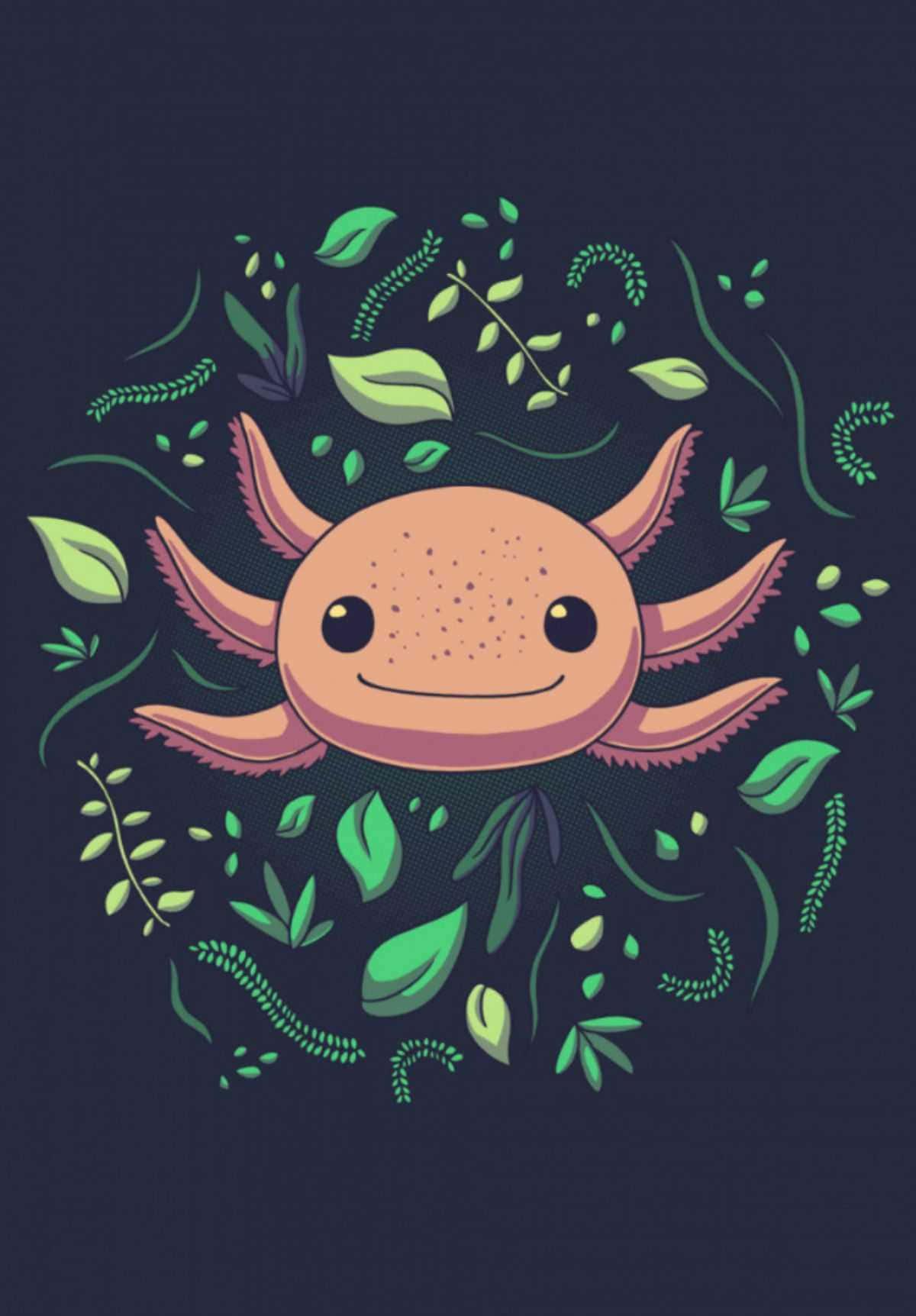 An orange and yellow axolotl swims in a freshwater tank — 1200x1724 wallpaper