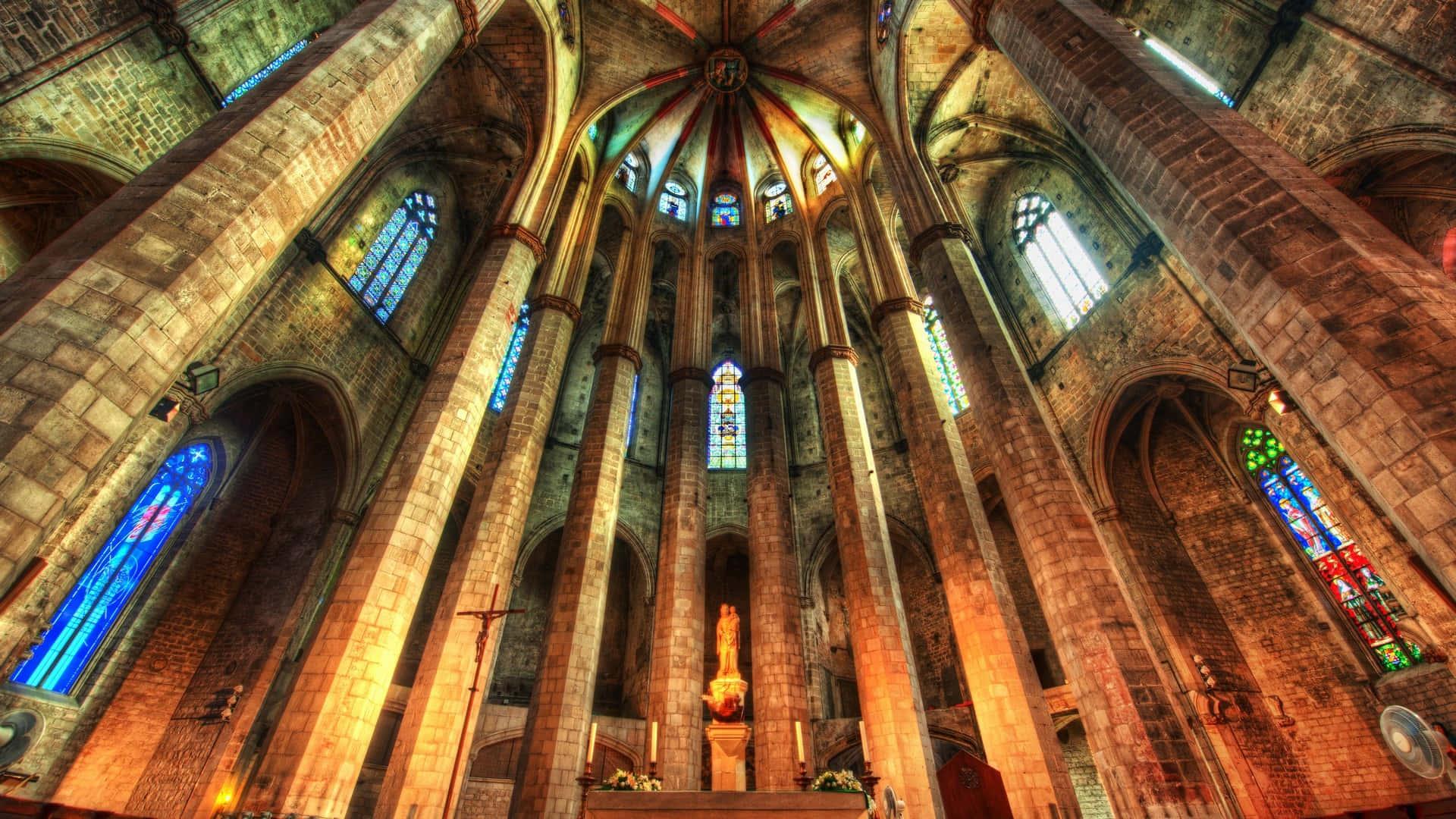 An orange sunset over the grand architecture of Barcelona — 1920x1080 wallpaper