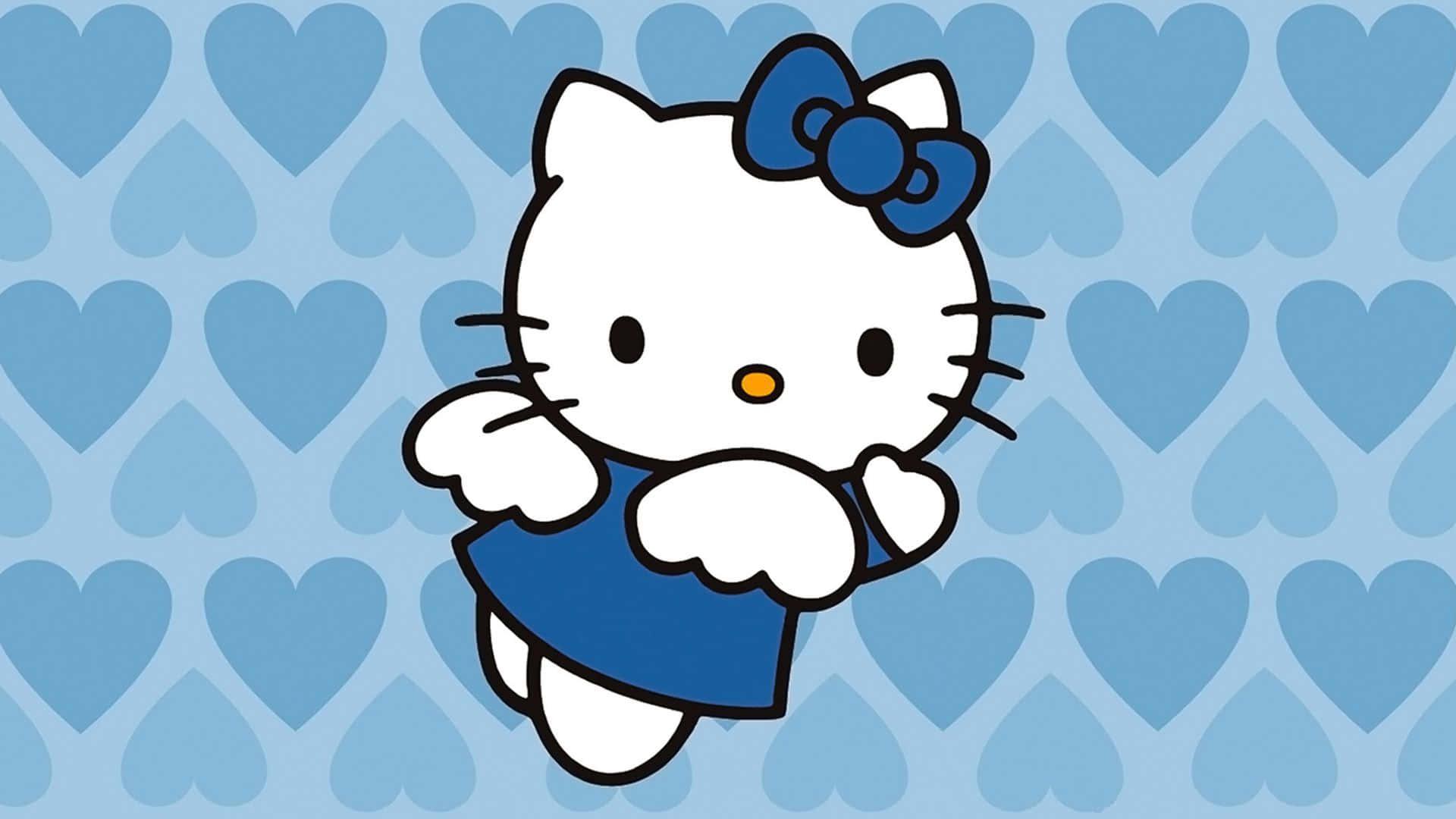 Angel Hello Kitty Against Heart Background