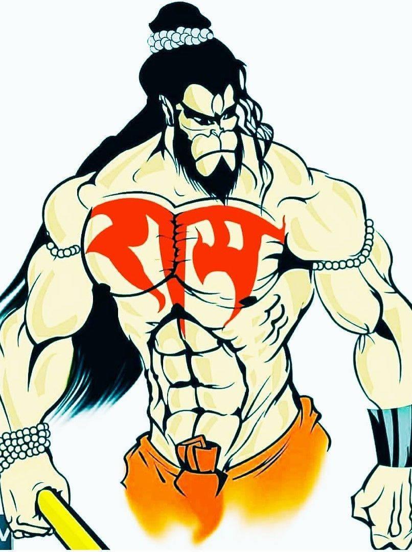 Angry Hanuman Cartoon Art — 806x1078 wallpaper