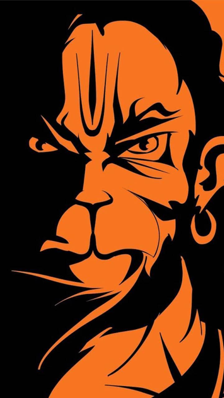 Angry Hanuman Orange Face Art — 720x1280 wallpaper