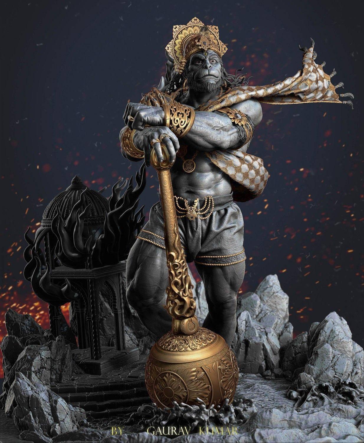 Angry Hanuman Sculpted Statue — 1234x1500 wallpaper