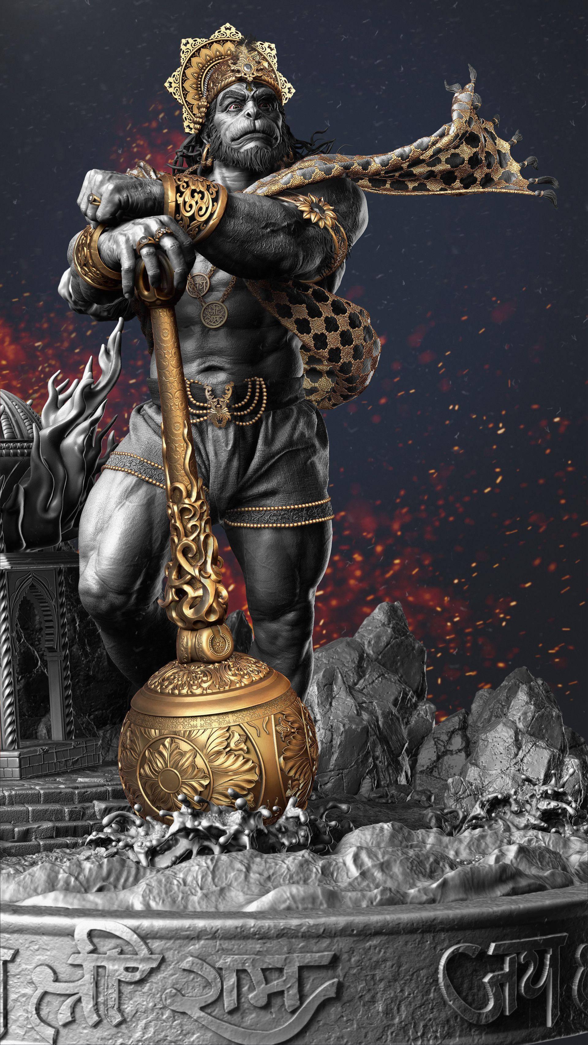 Angry Hanuman Statue — 1920x3413 wallpaper