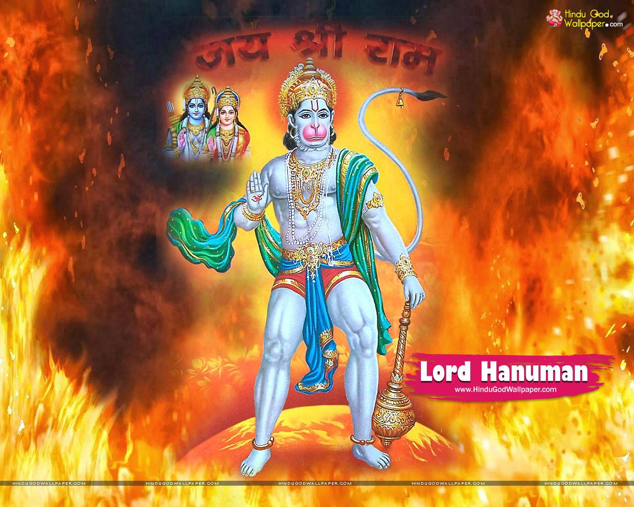 Angry Hanuman Surrounded By Fire — 1280x1024 wallpaper