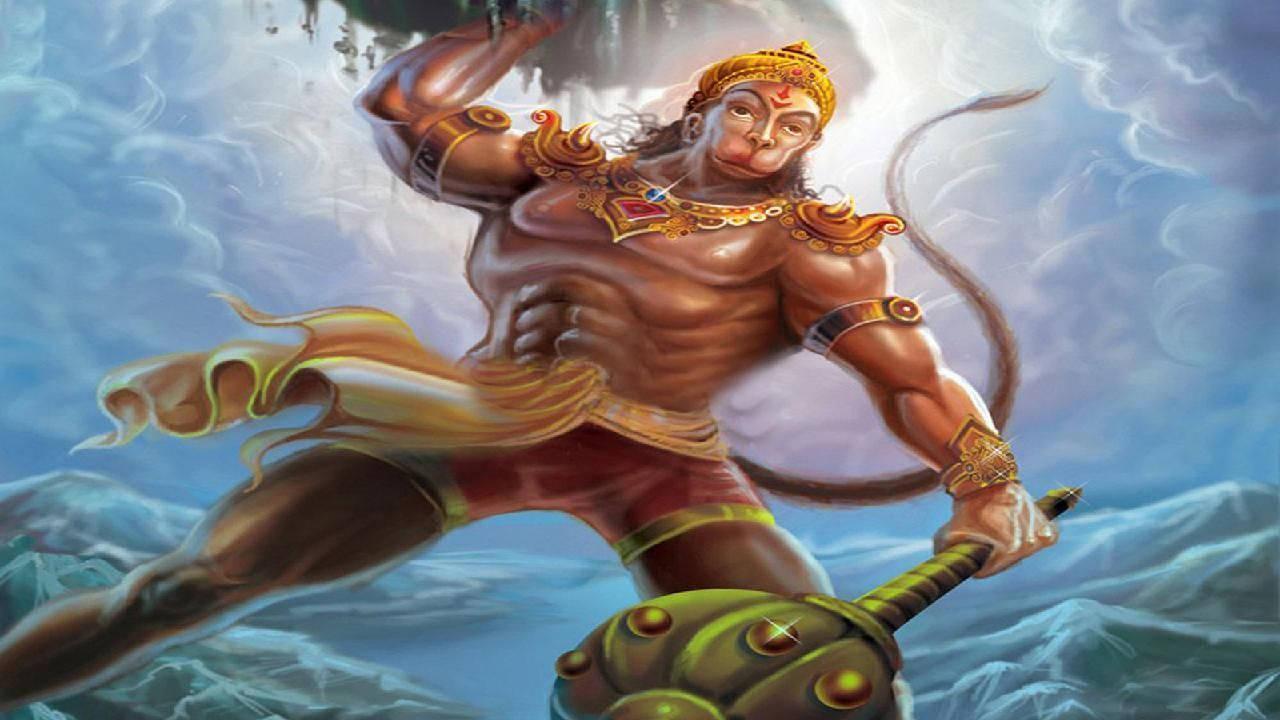 Angry Hanuman Wearing Golden Jewelries — 1280x720 wallpaper