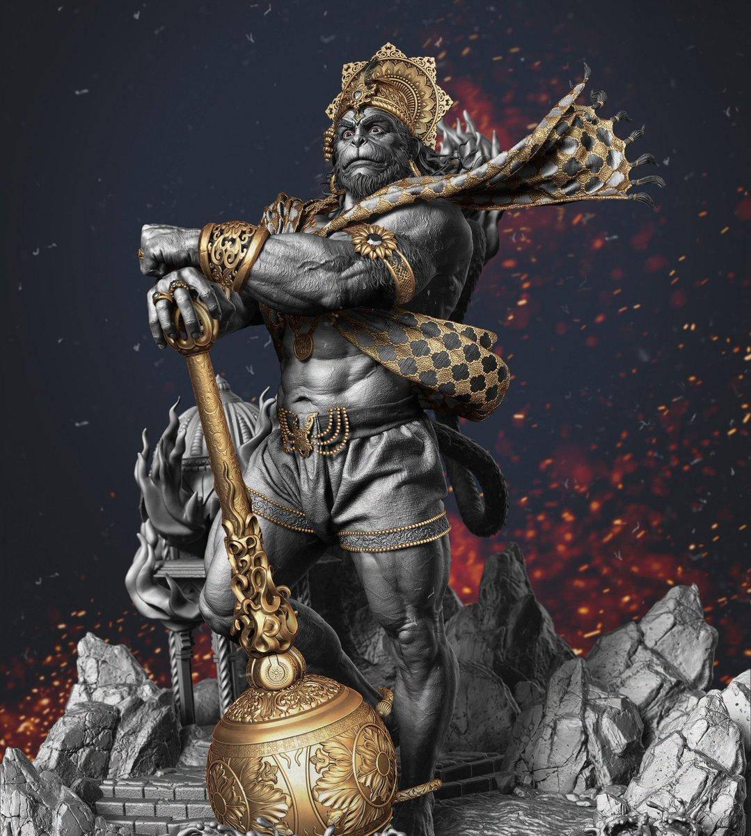 Angry Hanuman With Golden Mace — 1079x1200 wallpaper