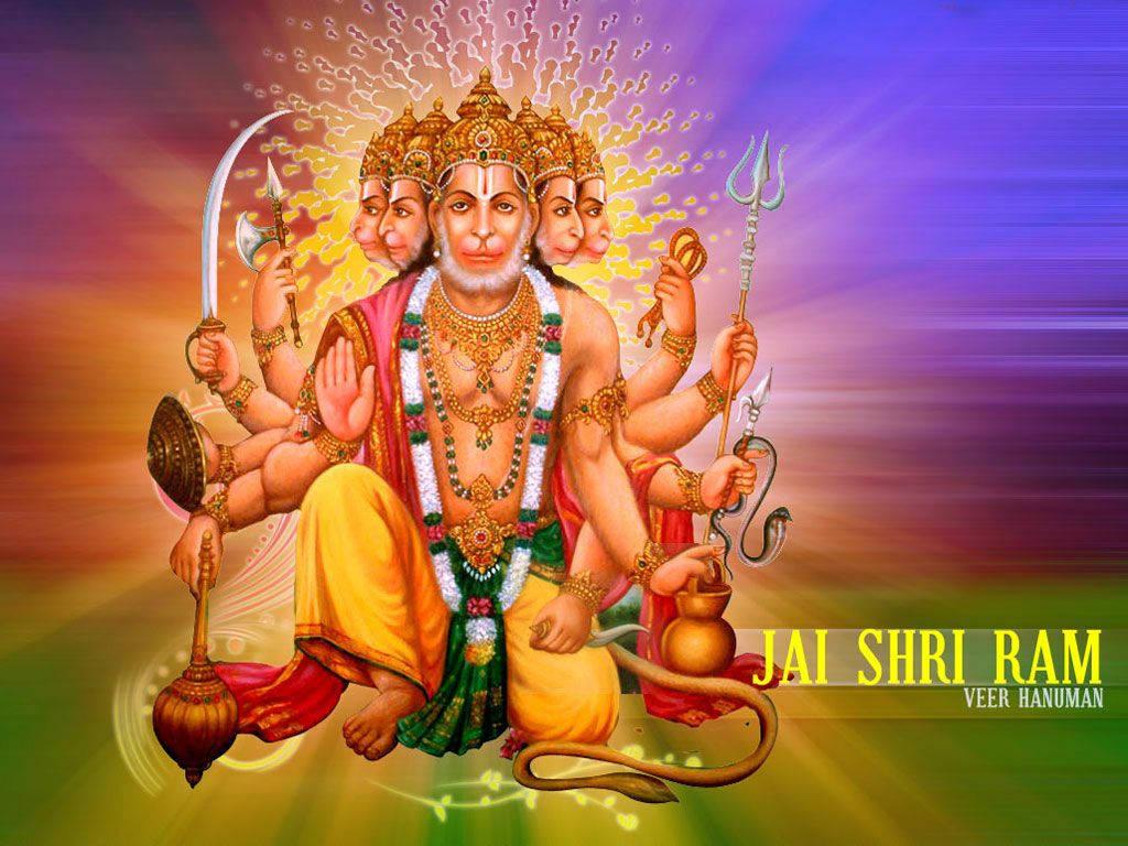 Angry Hanuman With Multiple Faces — 1024x768 wallpaper