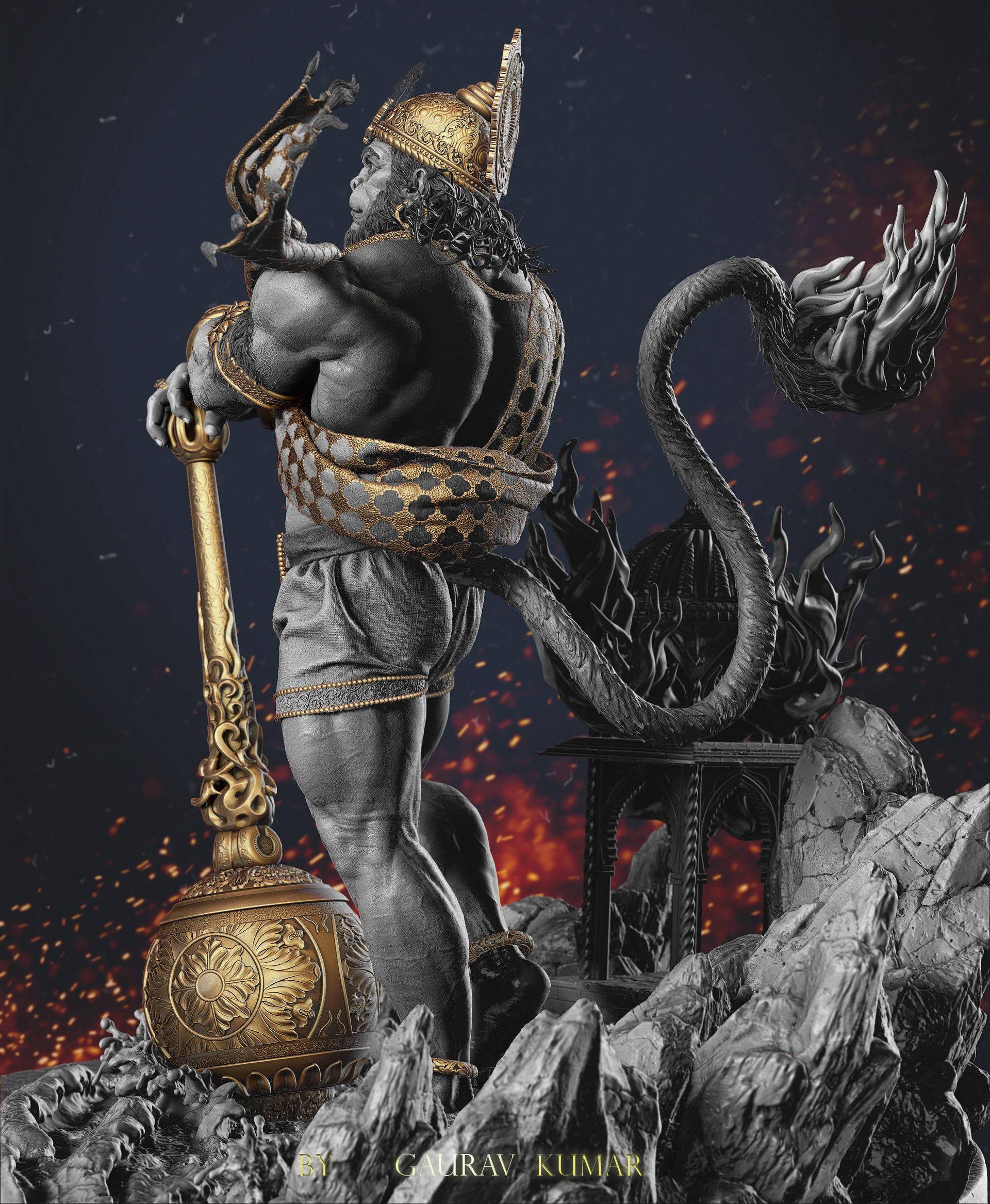 Angry Hanuman With Tail — 1920x2335 wallpaper