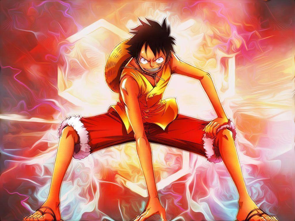 Angry Luffy On Red Background — 1024x768 wallpaper