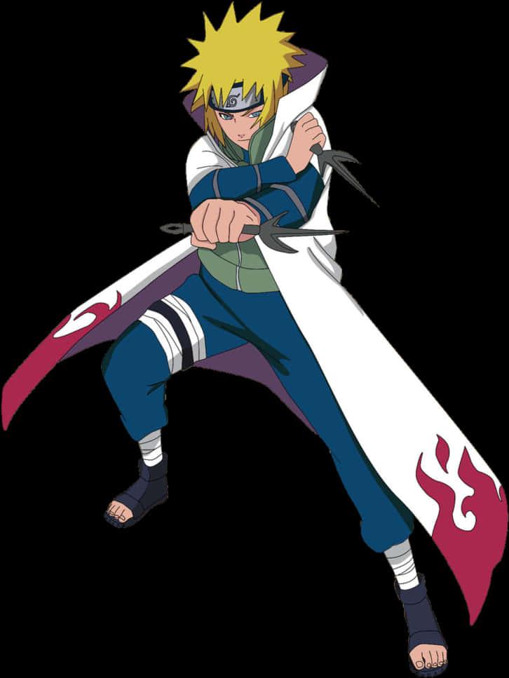 Animated Ninjawith Kunaiand Cloak — 726x967 wallpaper