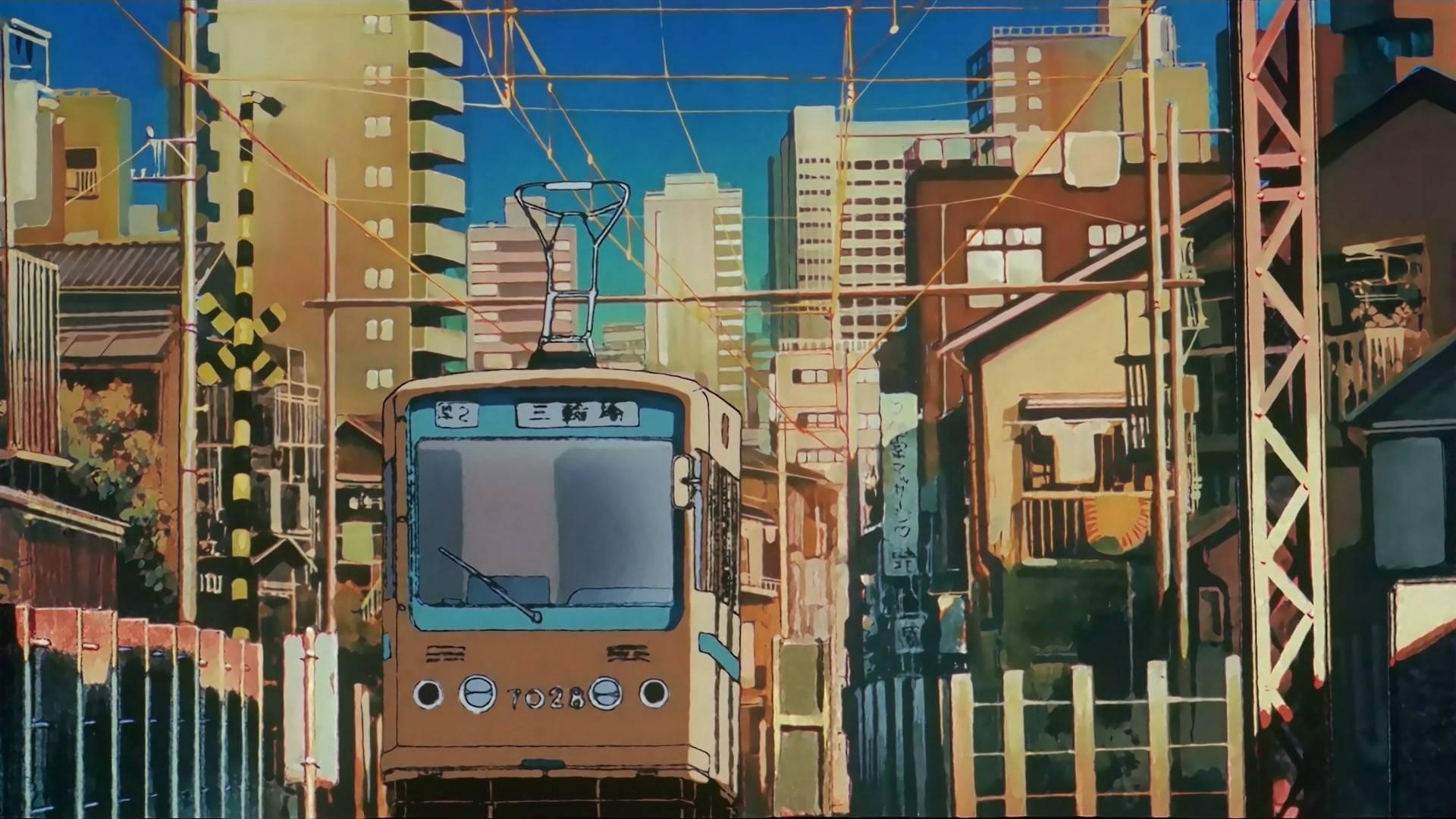 Anime Aesthetic Tram In City — 1920x1080 wallpaper