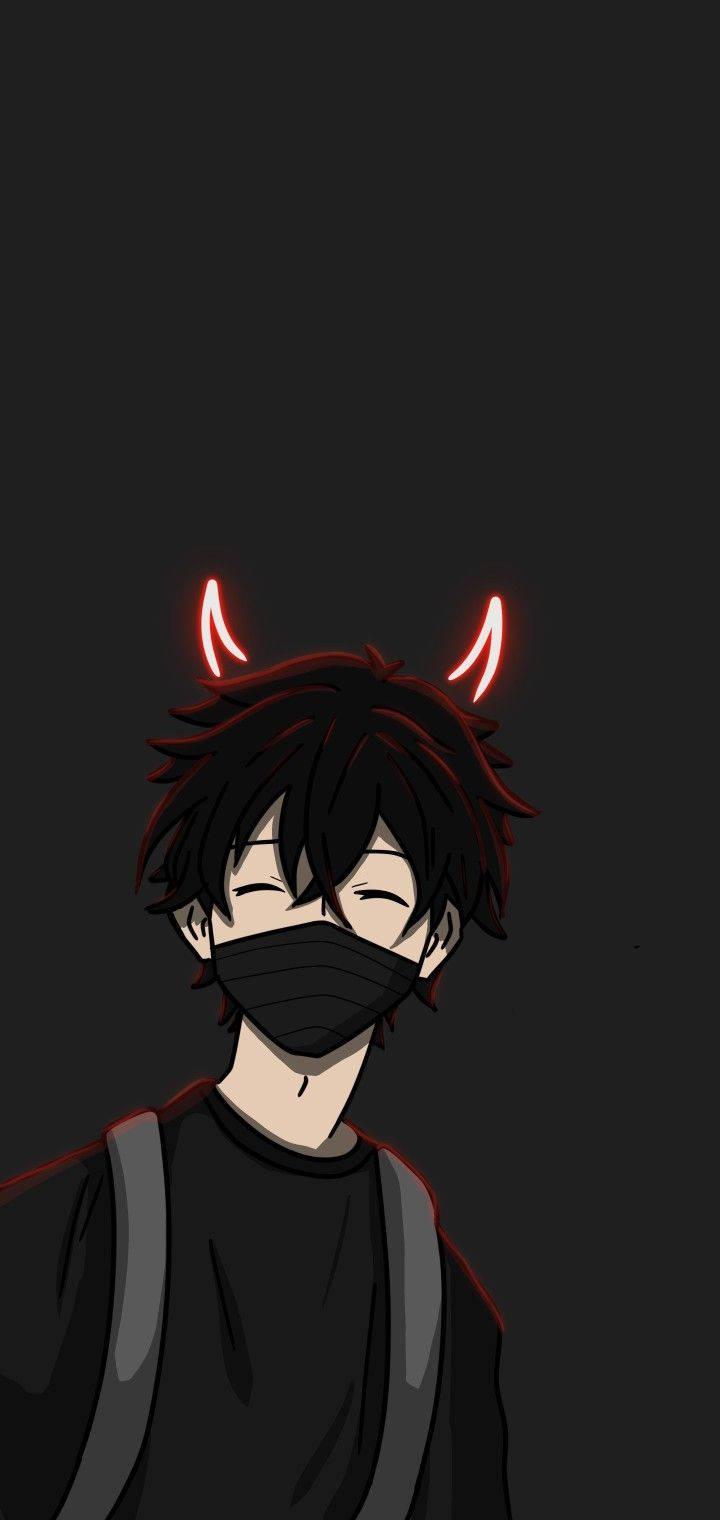Anime Boy Dark Devil Horns