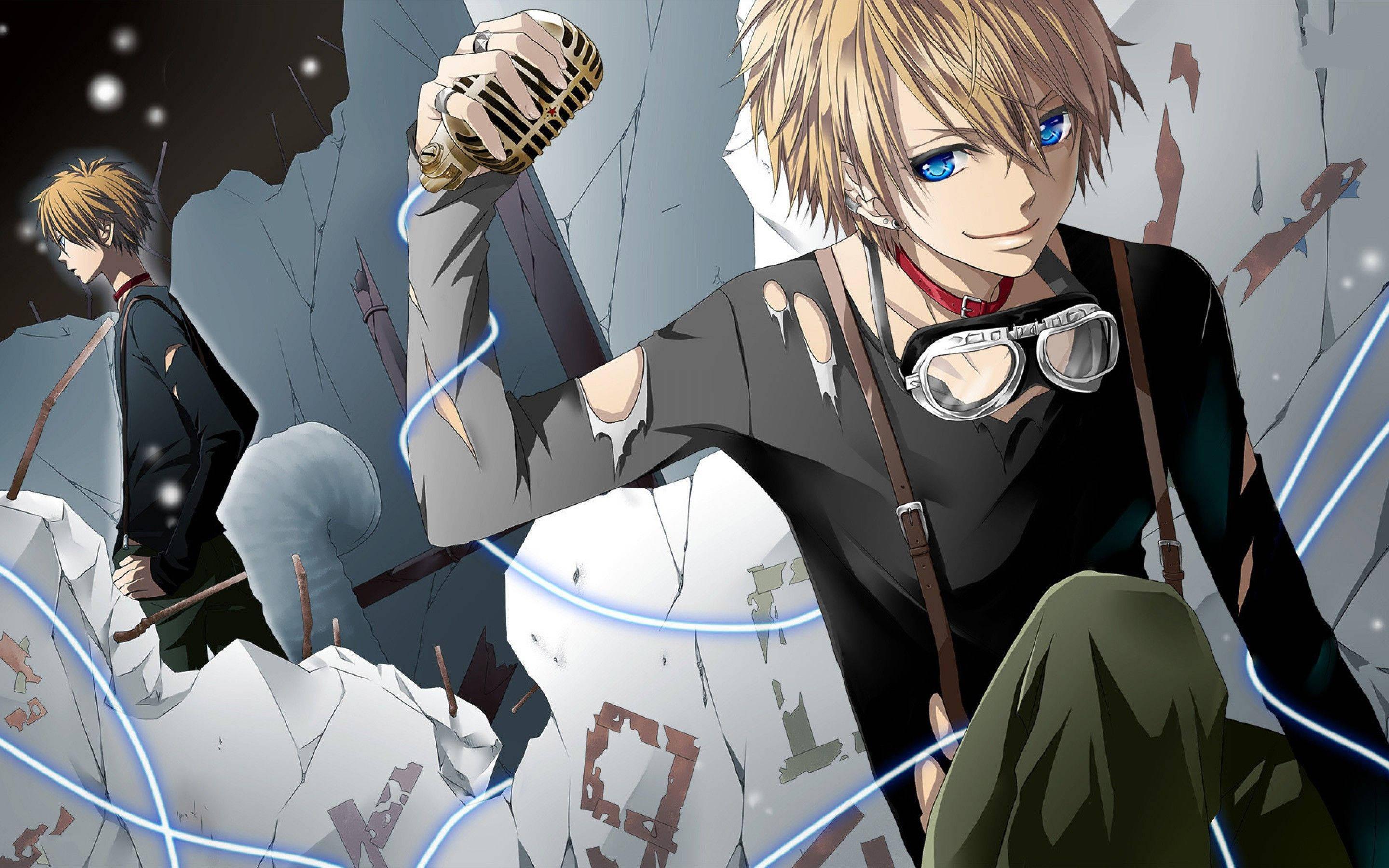 Anime Boy Wearing a Puppeteer Outfit Playing with a Chibi Mouse — 2880x1800 wallpaper
