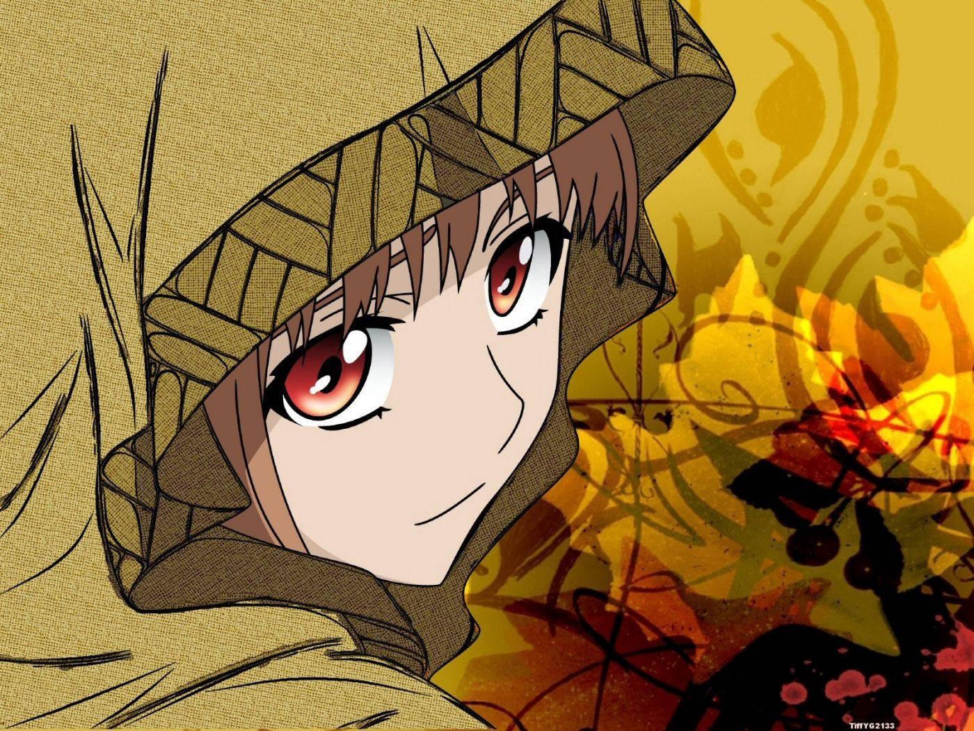 Anime Girl donned in a brown cloak, ready to embark on a new journey — 1400x1050 wallpaper