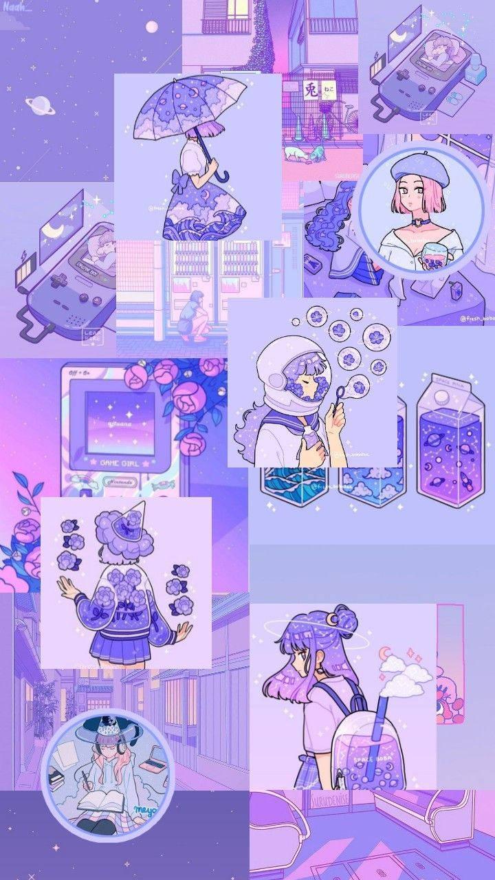 Anime Girl Pastel Purple Stuff — 720x1280 wallpaper