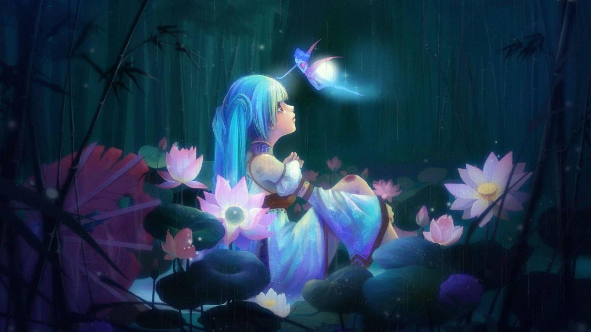Anime Girl Sad Alone Hatsune Miku With Fairy — 1920x1080 wallpaper
