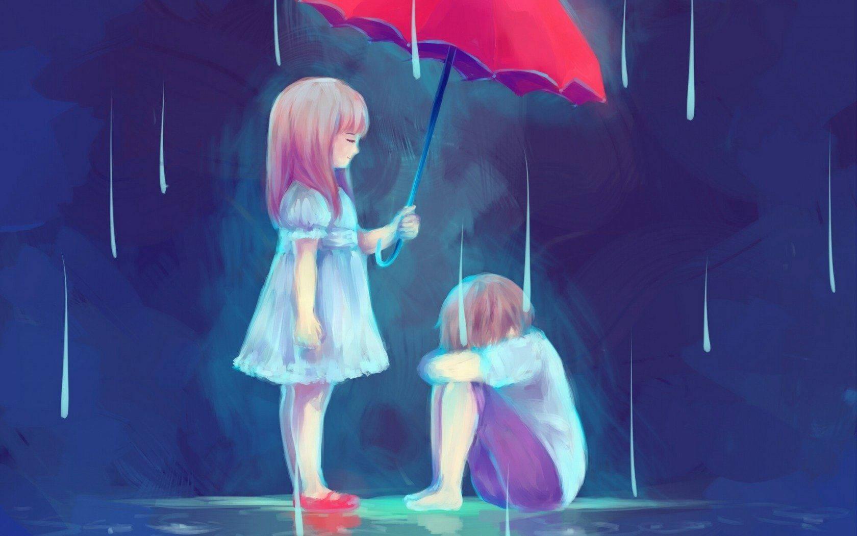 Anime Girl Sad Alone With Sad Boy — 1680x1050 wallpaper