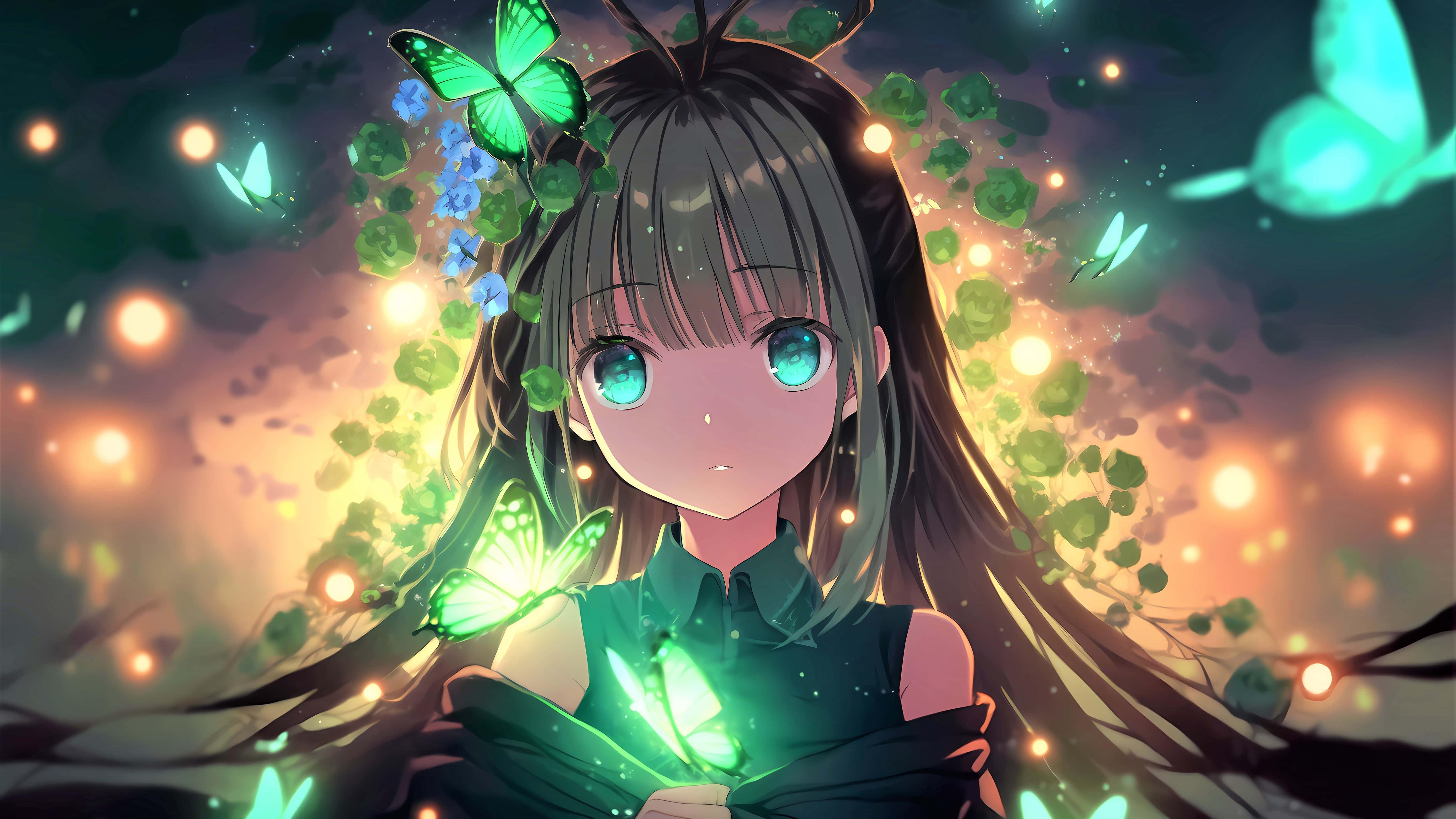 Anime Girl with a Dreamy Expression — 6016x3384 wallpaper