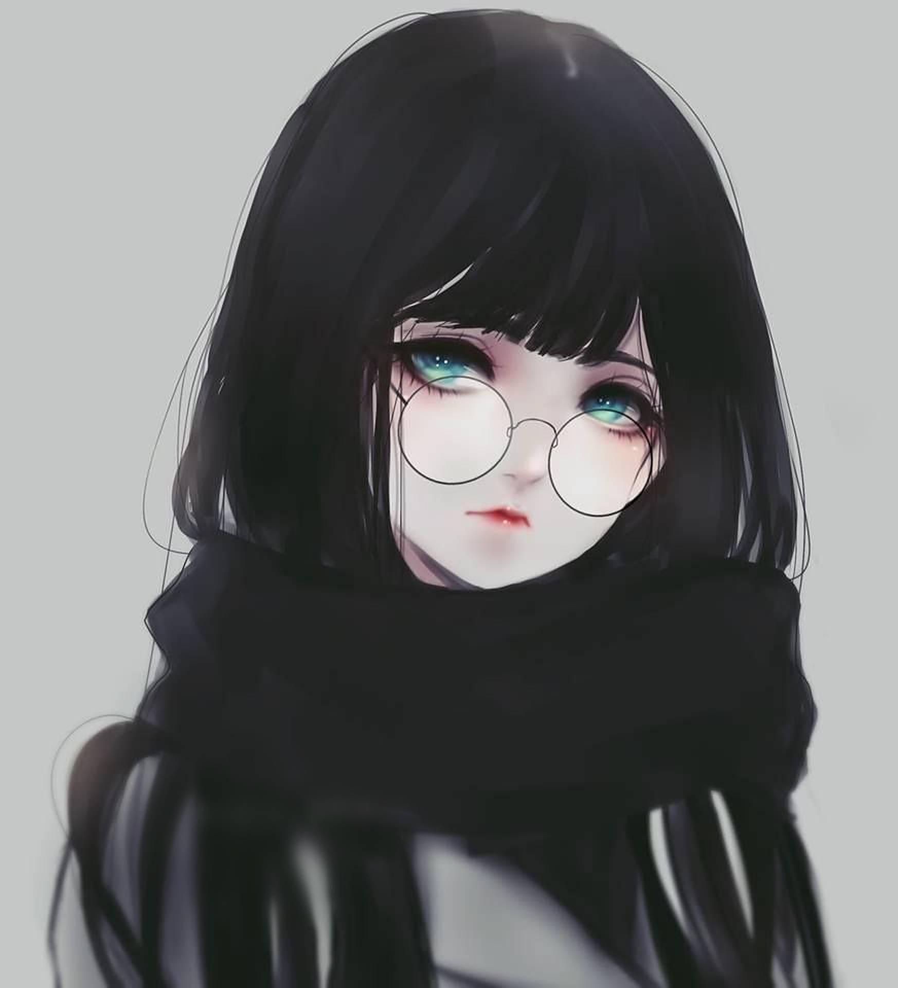 Anime Girl With Glasses Emo PFP — 1746x1920 wallpaper
