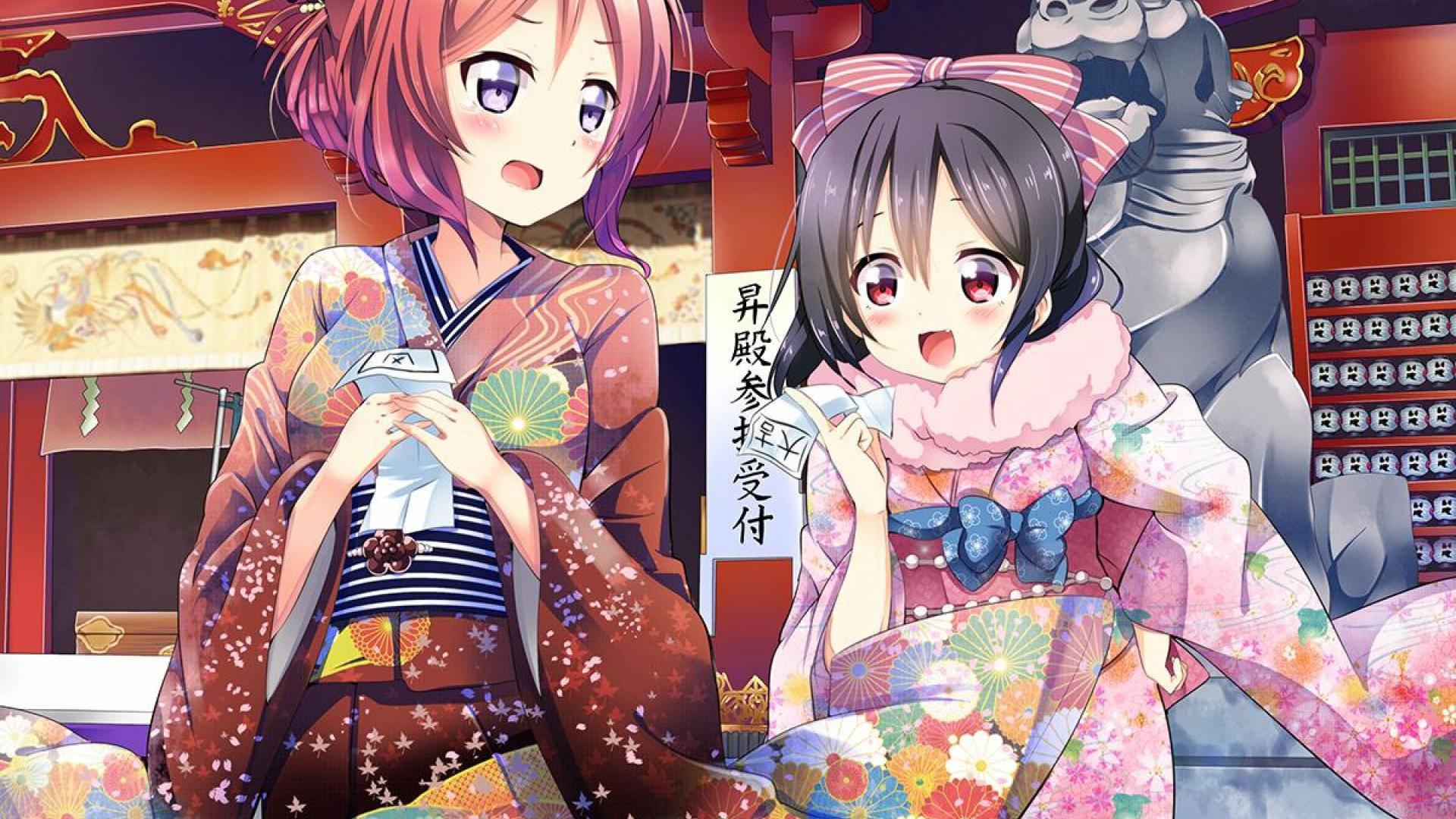 Anime Live Girls On Yukata — 1920x1080 wallpaper