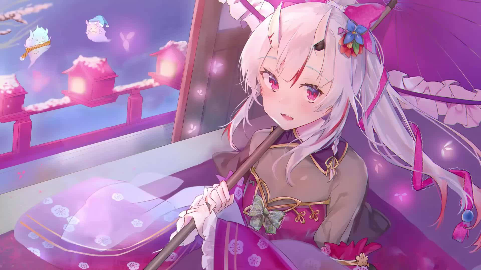 Anime Live White-Haired Girl — 1920x1080 wallpaper