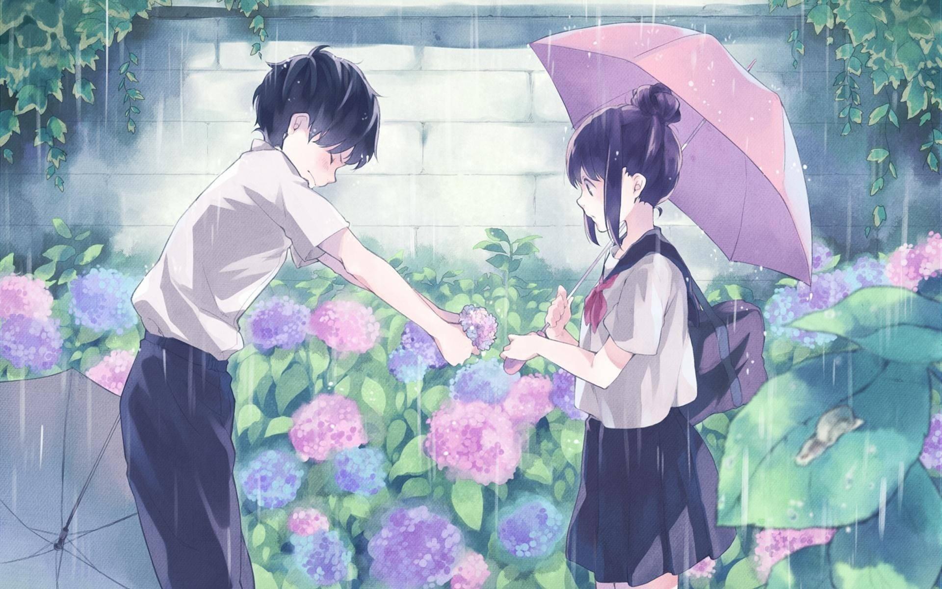 Anime Love Rainy Confession — 1920x1200 wallpaper