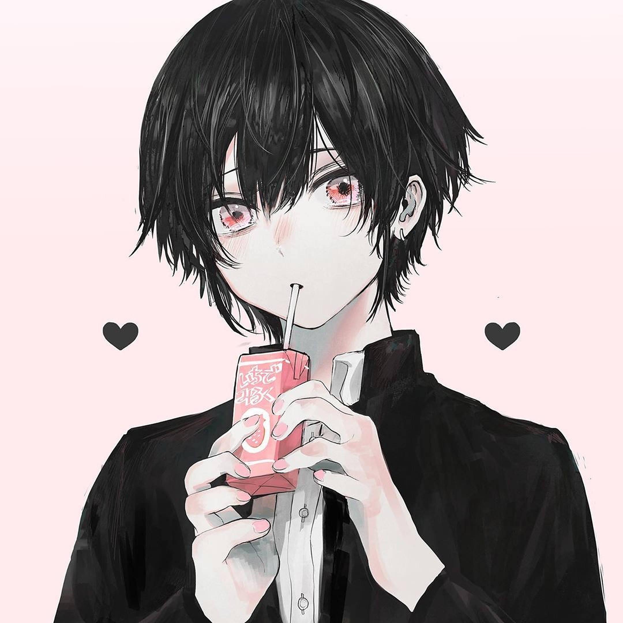 Anime PFP Boy With Juice Box — 2160x2160 wallpaper