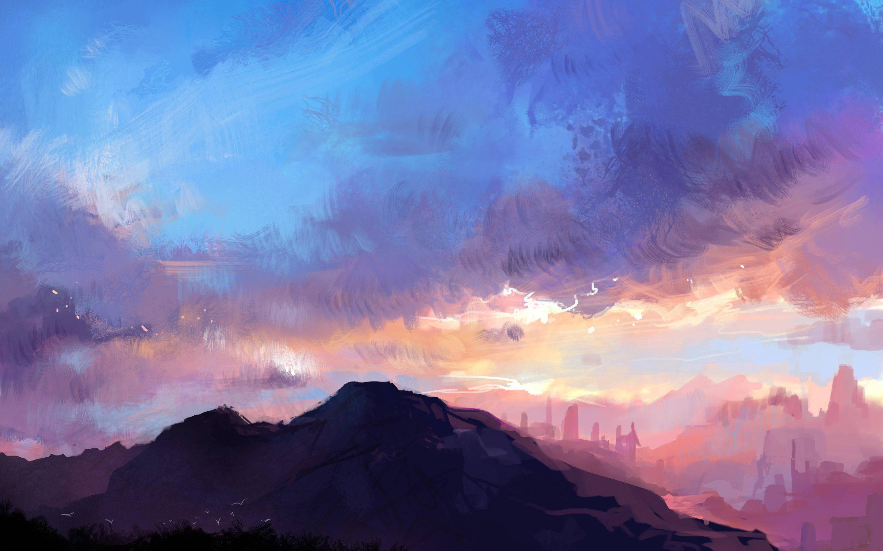Anime Scenery Paint Canvas — 2880x1800 wallpaper