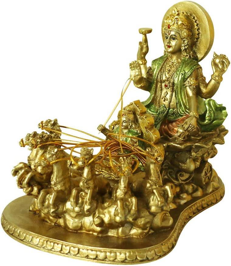 Antique Gold Surya Bhagwan Brass Figurine — 760x876 wallpaper