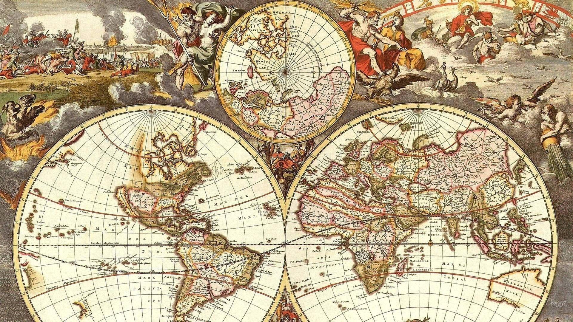 Antique World Map — 1920x1080 wallpaper