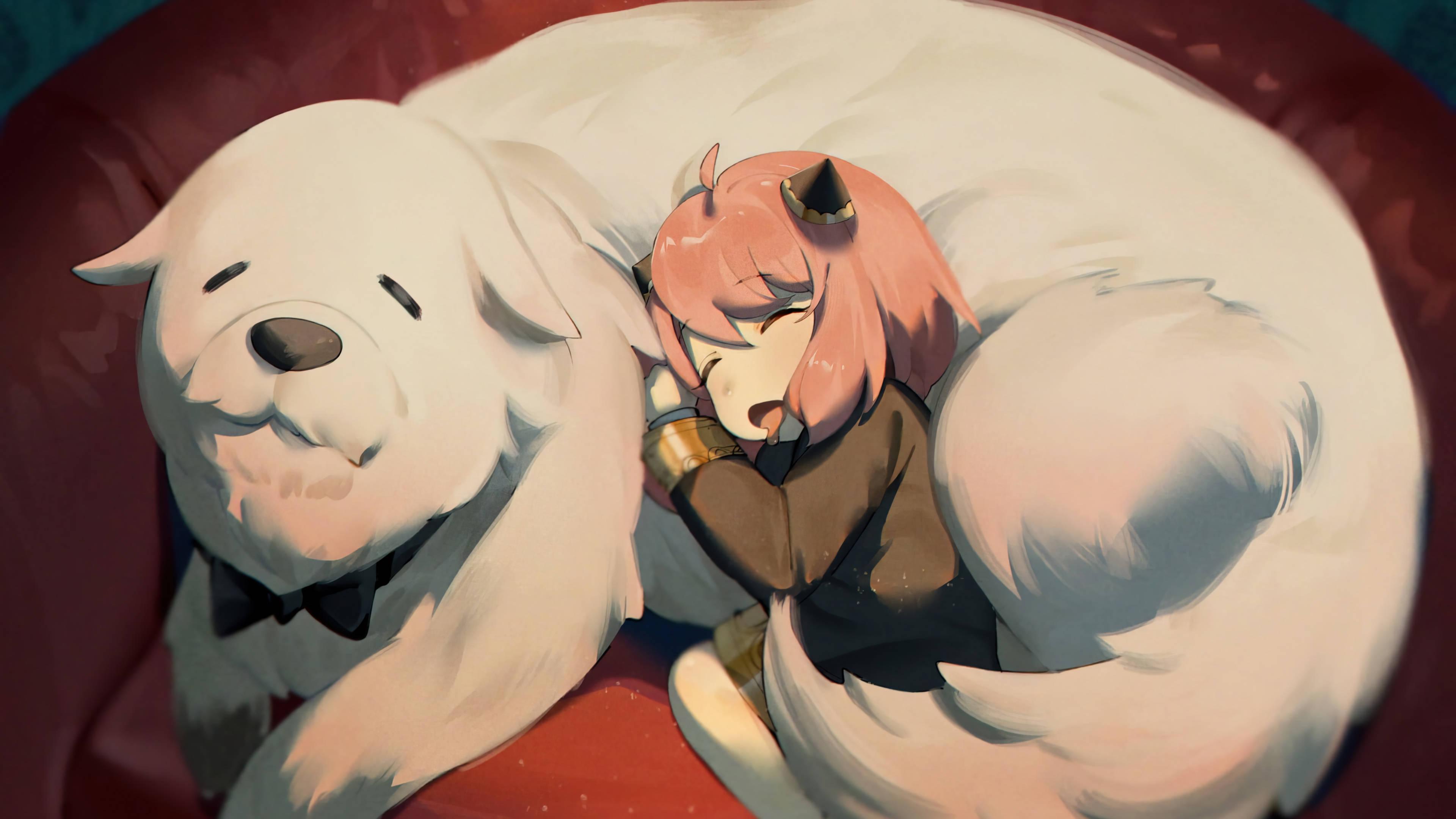Anya Forger And Bond Snuggling — 3840x2160 wallpaper
