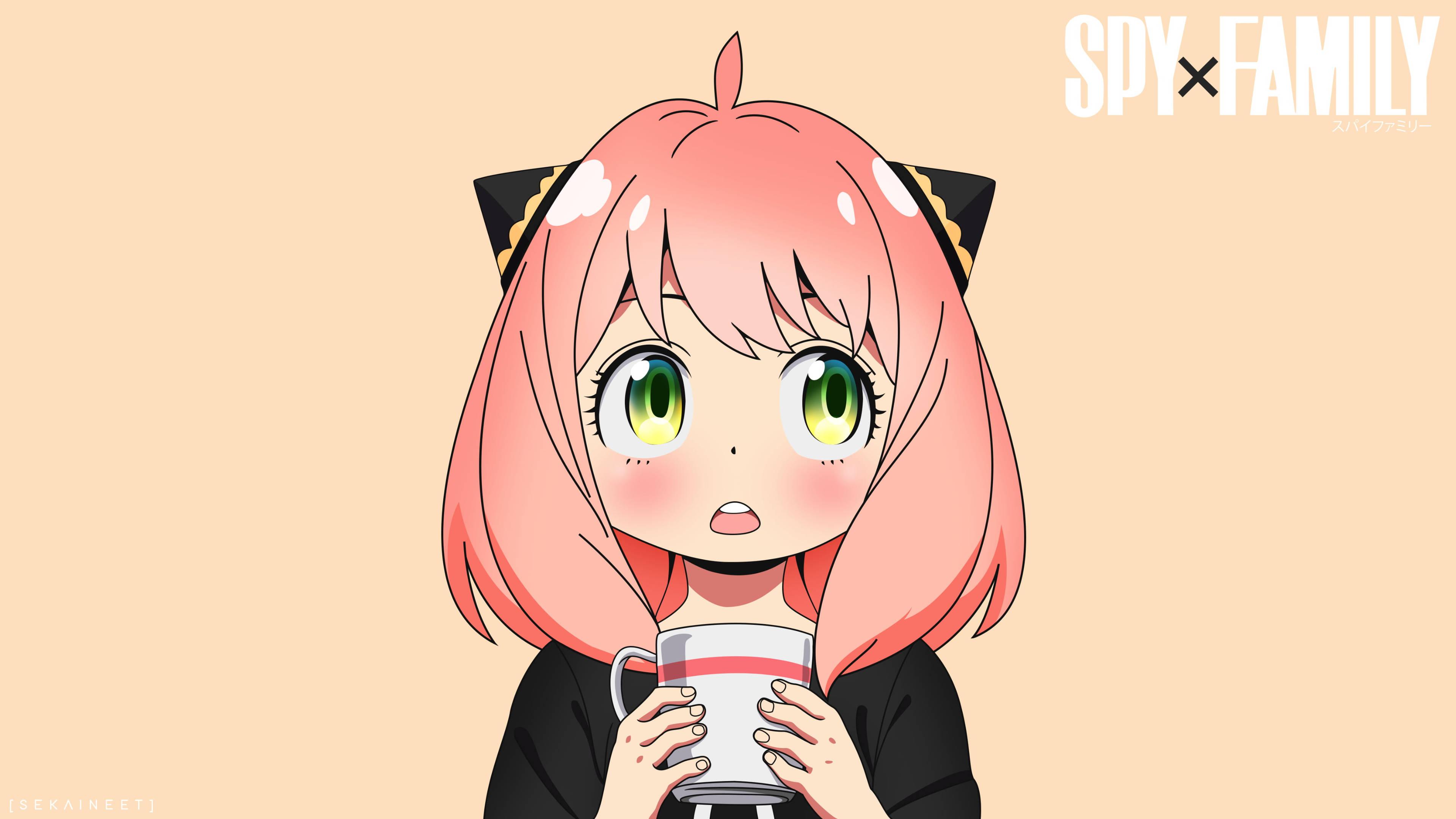 Anya Forger Holding A Mug — 3840x2160 wallpaper
