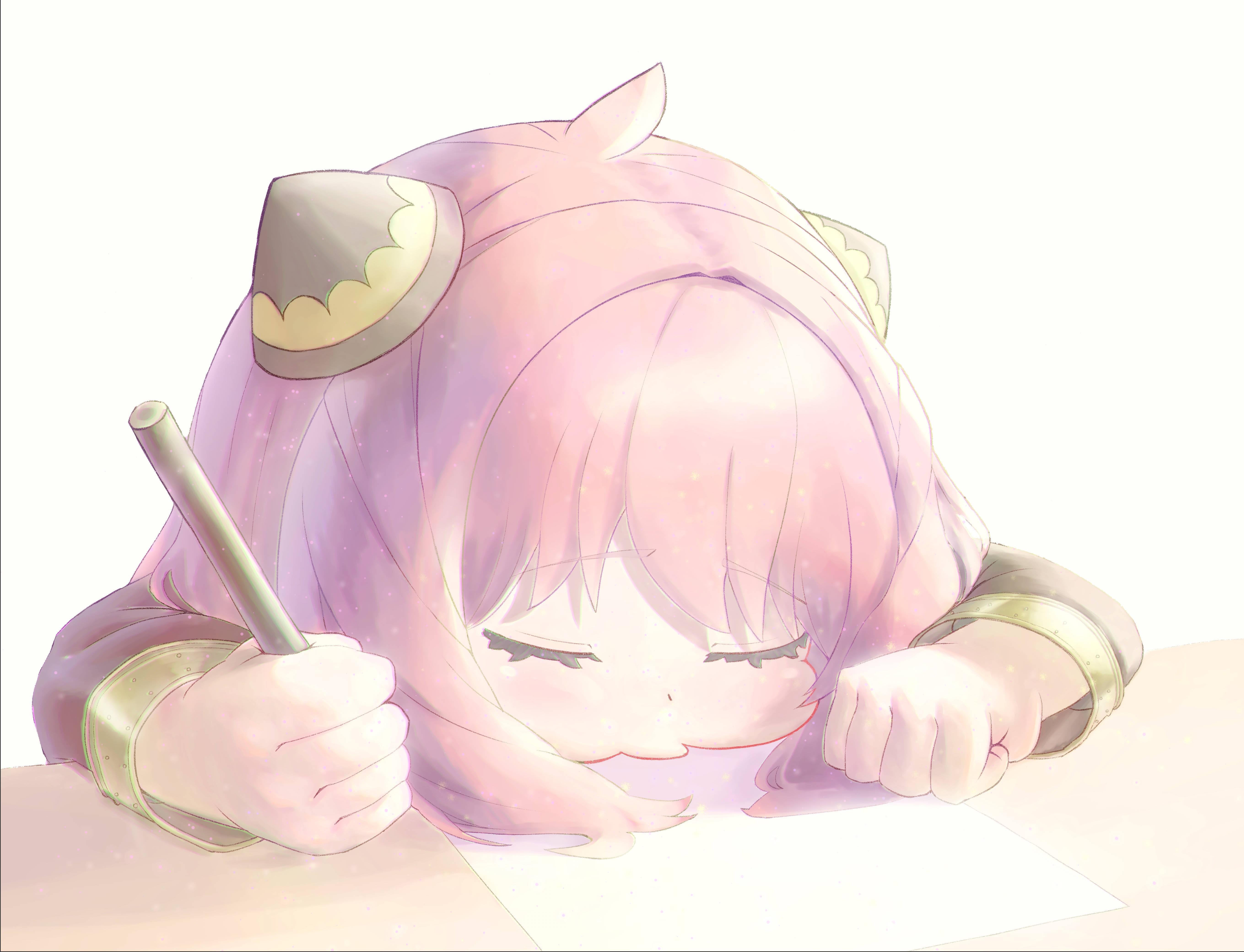 Anya Forger Sleeping On A Desk — 5437x4161 wallpaper