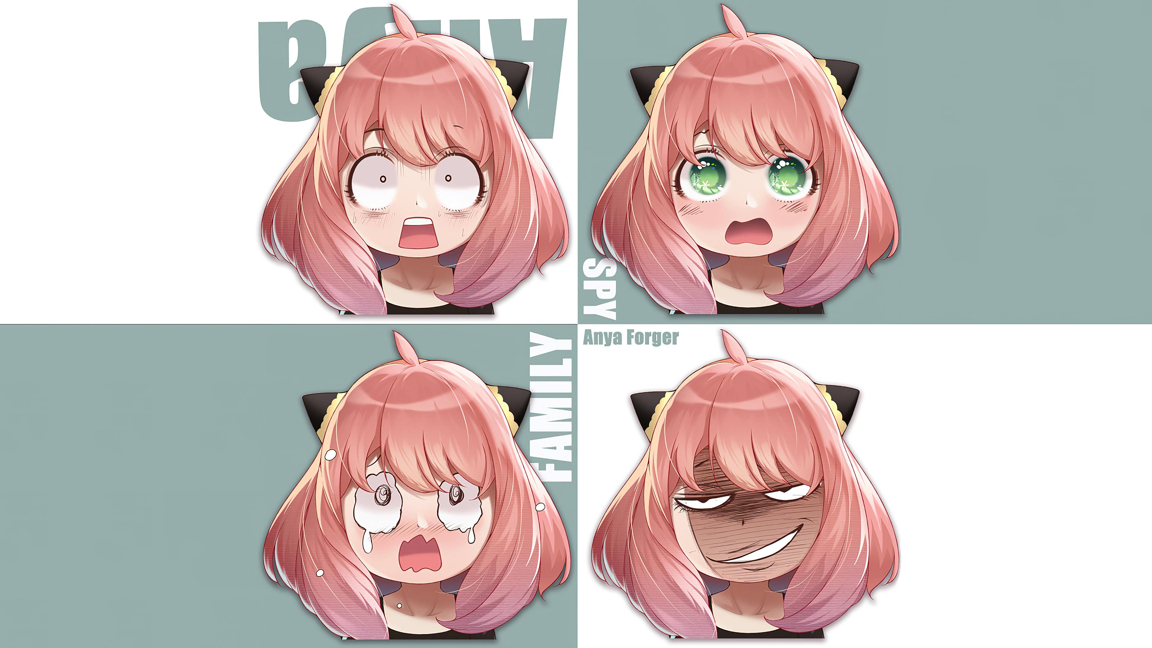 Anya Forger With Four Facial Expressions — 3840x2160 wallpaper