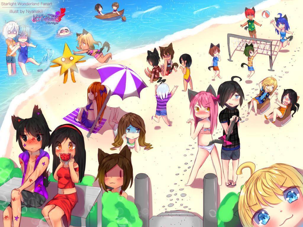 Aphmau And Friends At The Beach — 1024x768 wallpaper