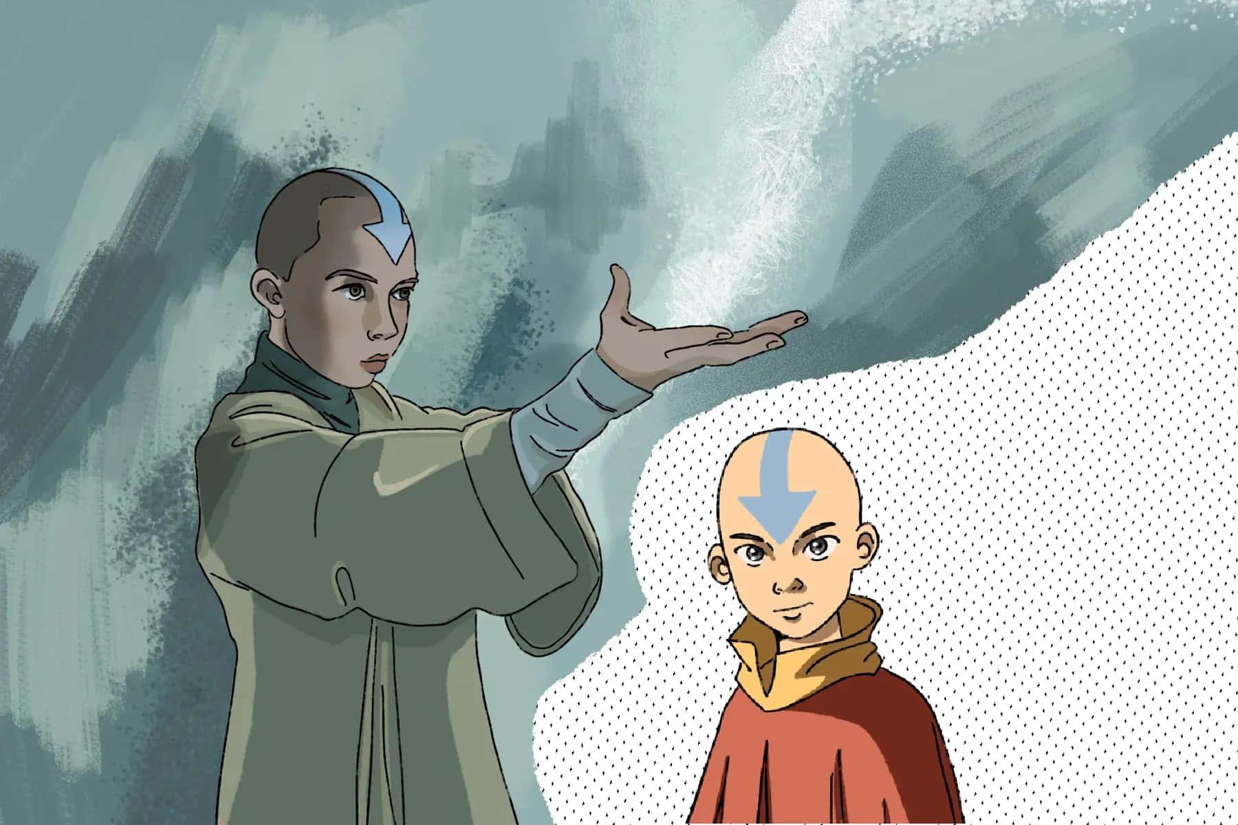 Appa, Aang and Momo fly through the sky — 1800x1200 wallpaper