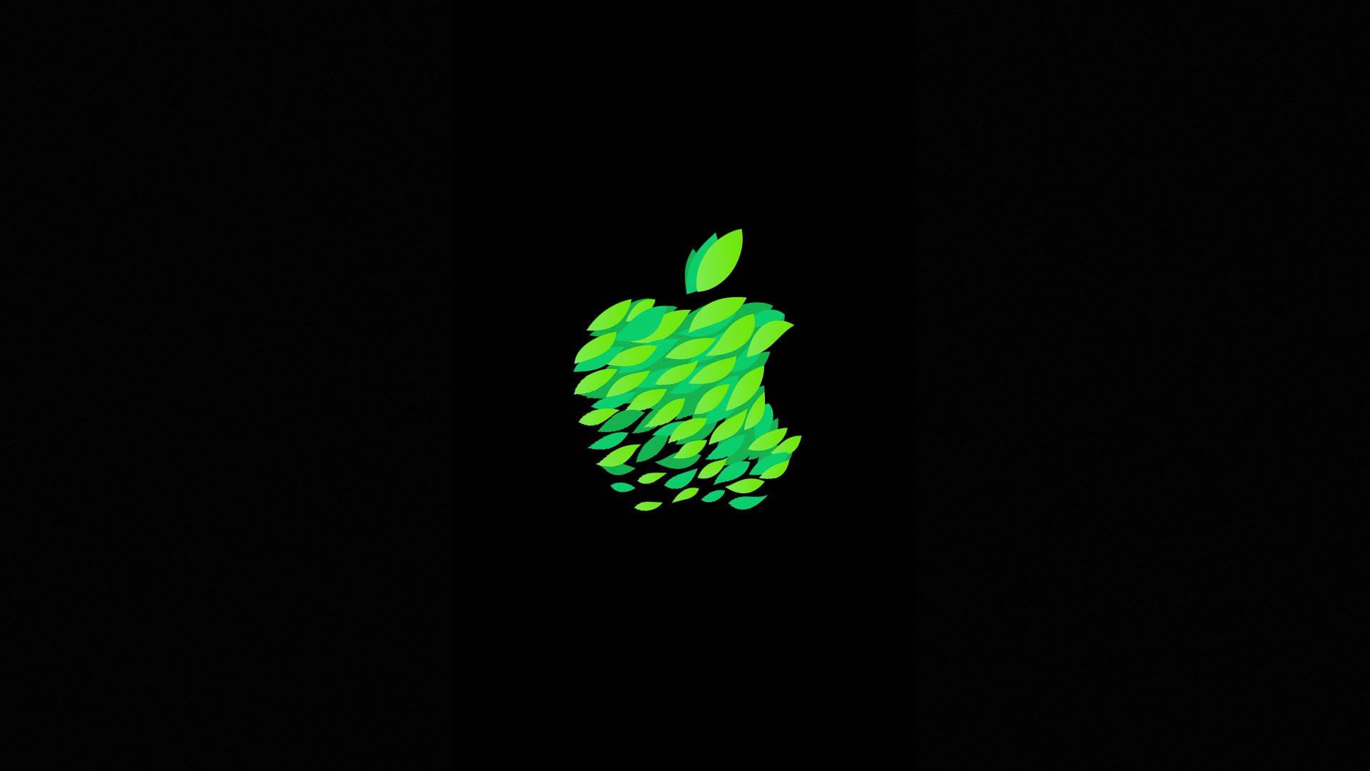 Apple Logo Green Leaves — 1920x1080 wallpaper