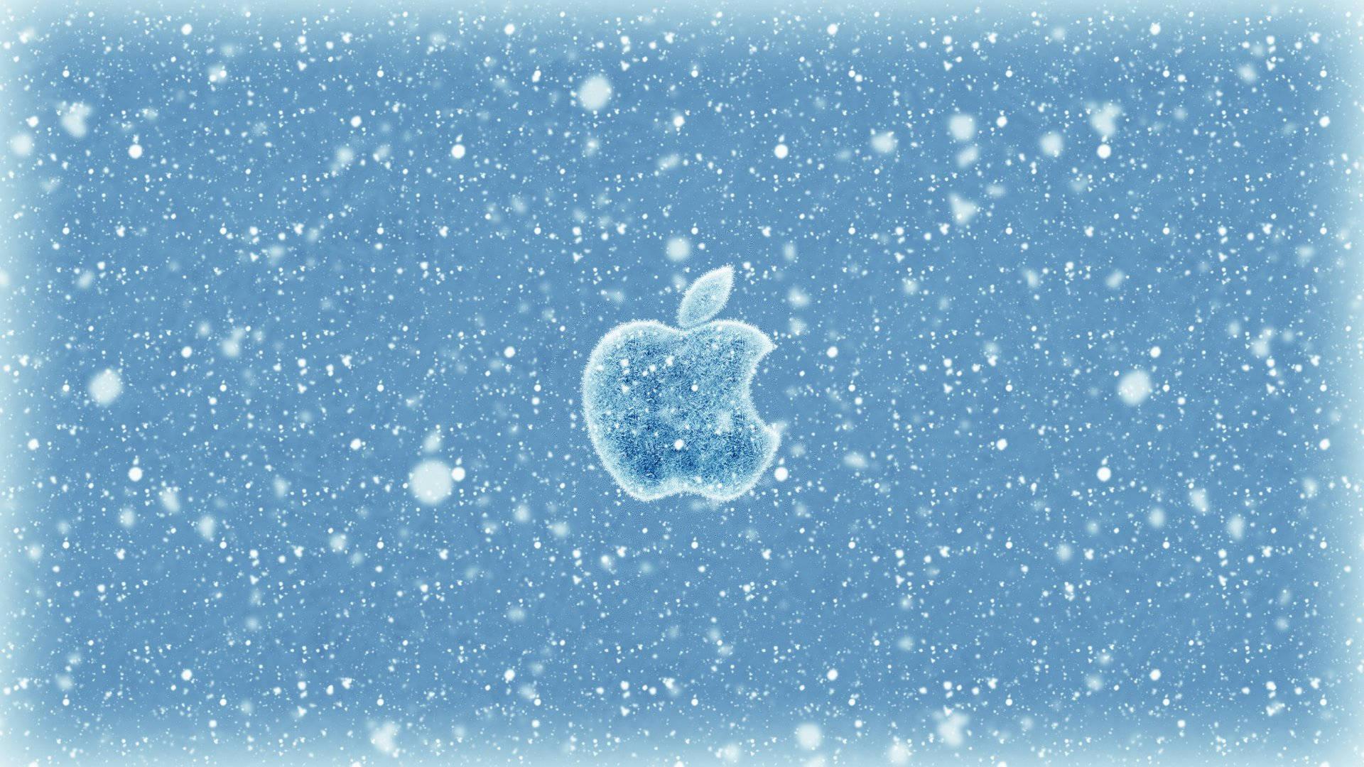 Apple Logo In Snow — 1920x1080 wallpaper