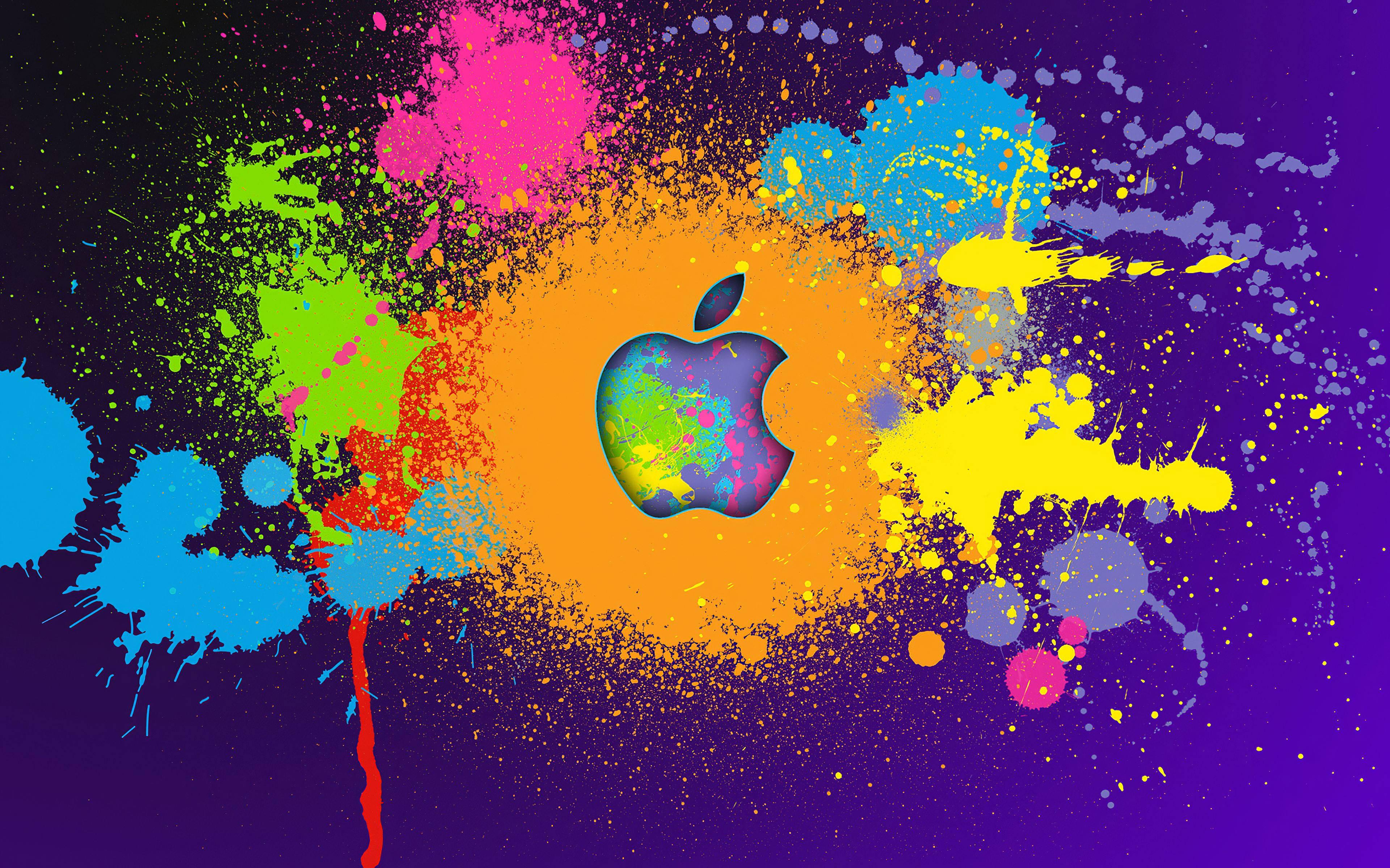Apple Logo Paint Splash — 3840x2400 wallpaper