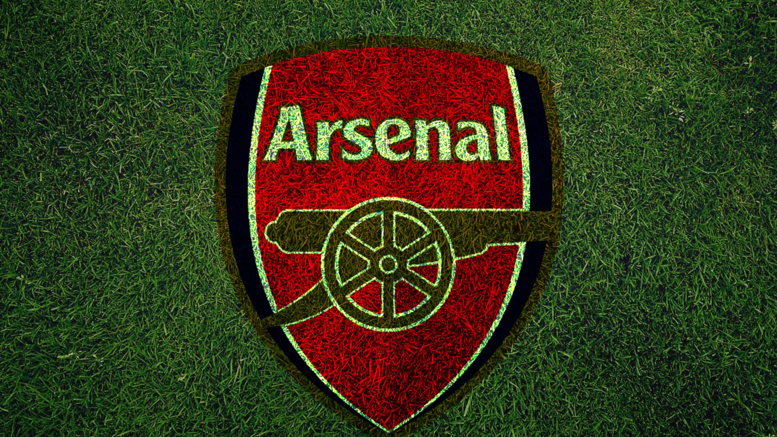 Arsenal Logo On Grass Field — 2560x1440 wallpaper